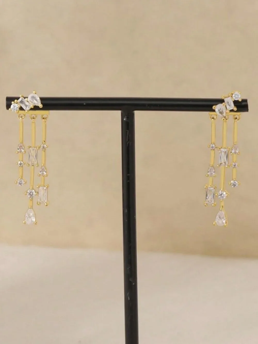 Gold Women's Gold Plated Minimalist Long Drop Earrings